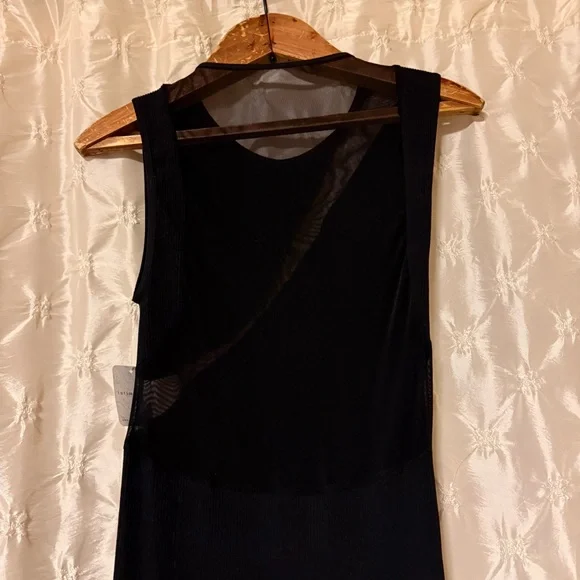 Intimately Free People Black Hide and Seek Ribbed Mesh Bodycon Dress Sleeveless - Picture 6 of 14